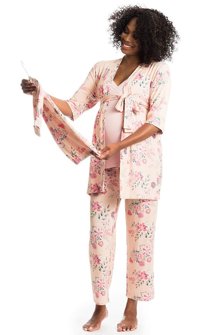 Analise 5-Piece Mom and Baby Maternity and Nursing PJ Set - Wild Flower - M