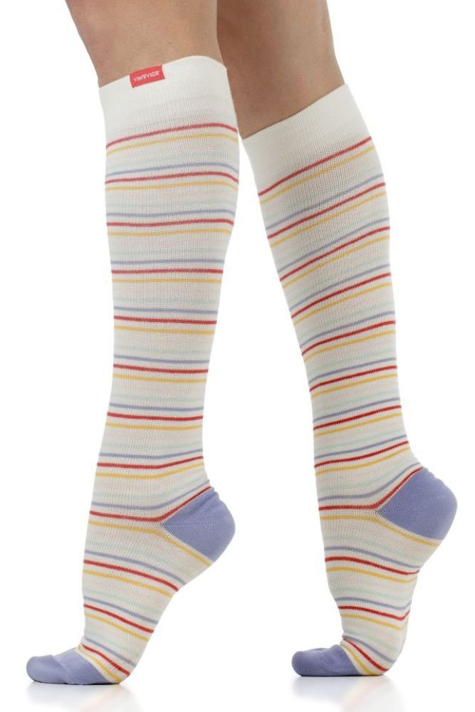 Vim & Vigr 15-20 mmHg Compression Socks - Cotton - Pinstripe: Summer Sorbet - M/L